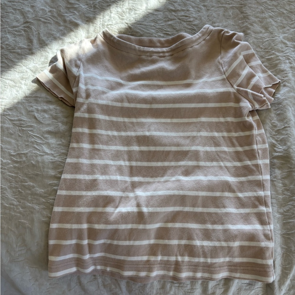 Croft & Barrow Tan and White Tee